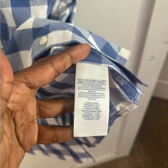 Chaps Women’s Shirt button Up Plaid Blue White 2X Short Sleeve Coastal Office - Picture 4 of 5